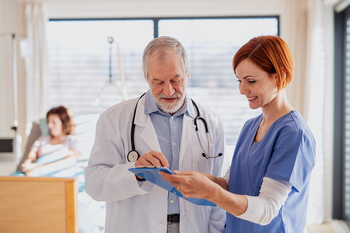 Healthcare professionals in discussion